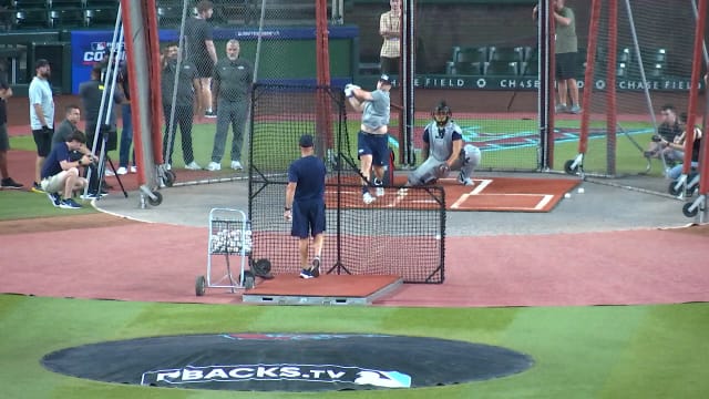 Brandon Compton takes BP during MLB Draft Combine