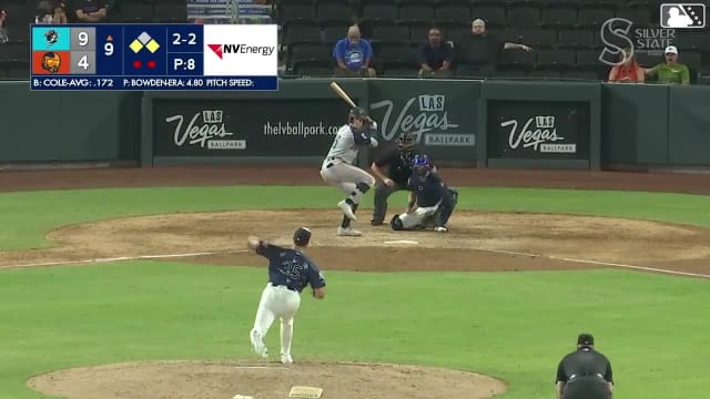 Zach Cole doubles (7) on a sharp line drive to right fielder Jared Dickey. Jake Meyers scores. Zach Dezenzo scores.