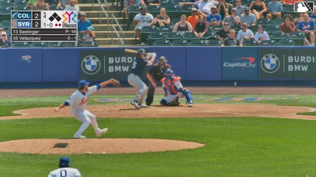 Ralphy Velazquez homers (11) on a line drive to right center field.