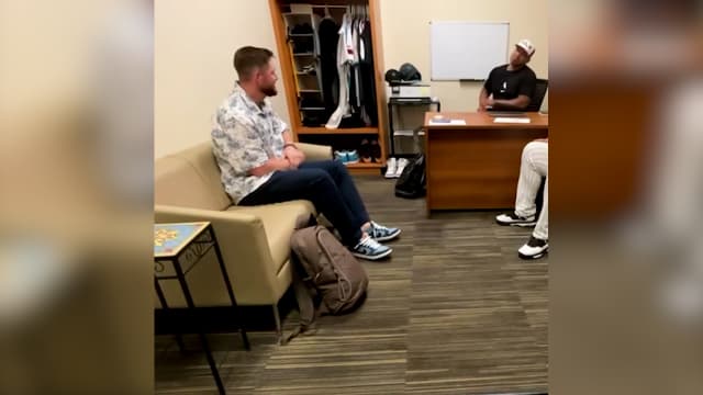 Tim Elko is told he is being called up to White Sox
