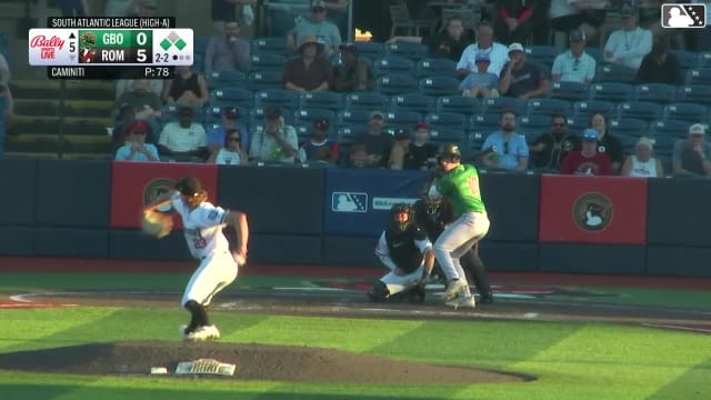 Sammy Stafura triples (1) on a sharp line drive to center fielder Eric Hartman. Josh Tate scores. Carlos Caro scores.