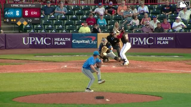 John Peck singles on a ground ball to third baseman Juan Benjamin. E.J. Exposito scores. Seth Stephenson scores.