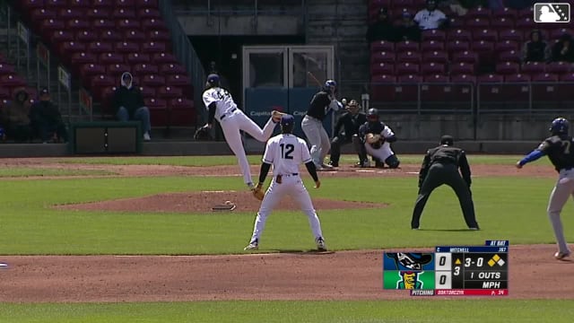 Blake Mitchell out on a sacrifice fly to right fielder Jacob McCombs. Tyriq Kemp scores. Asbel Gonzalez to 3rd.