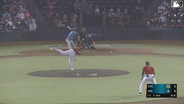 Dean Moss singles on a ground ball to left fielder Paulino Santana. Tom Poole scores.
