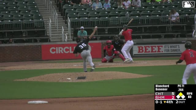 Caleb Bonemer singles on a line drive to left fielder Johnny Ascanio. Samuel Zavala scores.