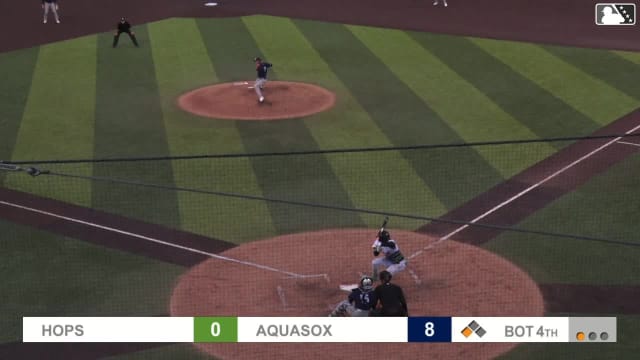 Felnin Celesten singles on a ground ball to center fielder Slade Caldwell. Jonny Farmelo scores.