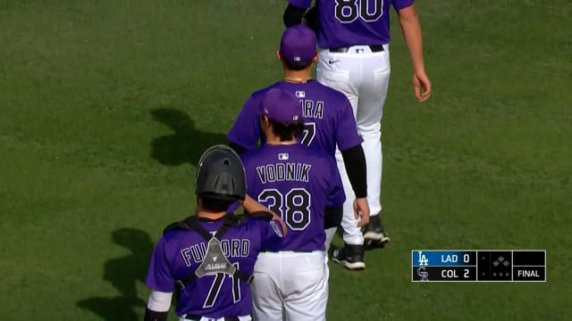 Kyle Karros secures final out in Rockies' 2-0 win