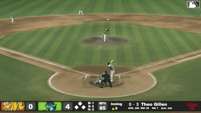 Theo Gillen homers (8) on a fly ball to left field.