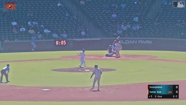 Dakota Jordan singles on a line drive to center fielder Jake Casey. Zyhir Hope scores. Nehomar Ochoa Jr. to 3rd.
