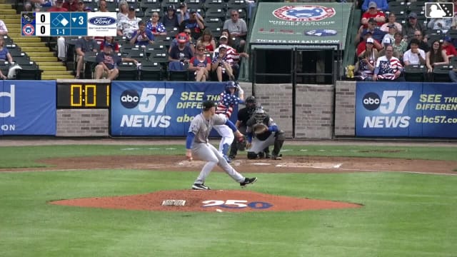 Kane Kepley triples (5) on a line drive to right fielder Erick Torres. Christian Olivo scores.