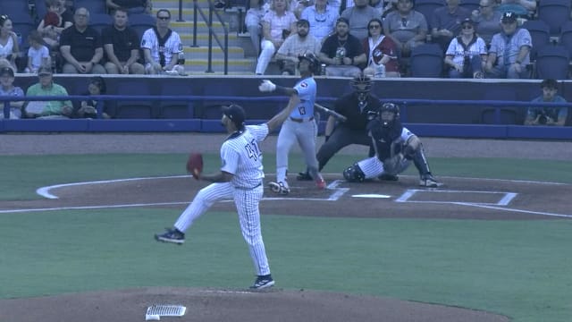 Robert Arias hits his first homer of the season