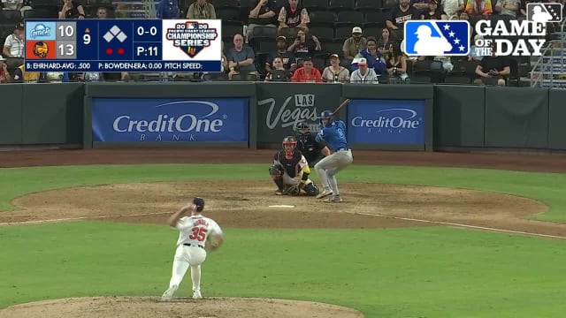 Zach Ehrhard homers (1) on a fly ball to left field.