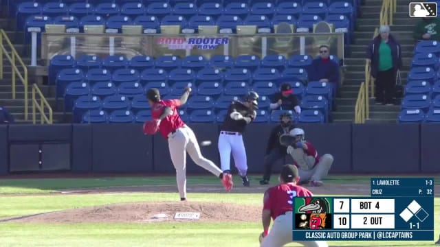 Jace LaViolette singles on a sharp ground ball to right fielder Eduardo Quintero, deflected by first baseman Jose Meza. Tommy Hawke scores. Garrett Howe scores.