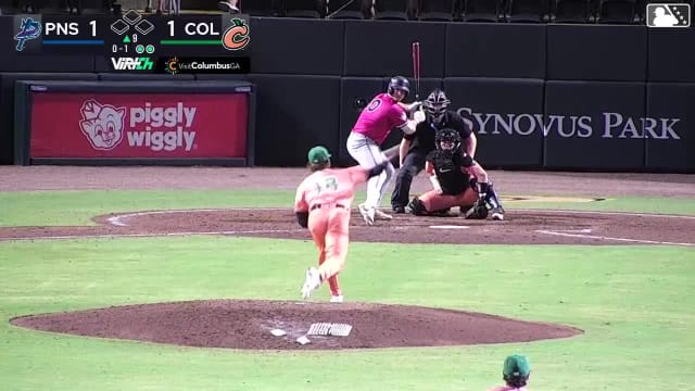 Max Williams homers (1) on a fly ball to right field.