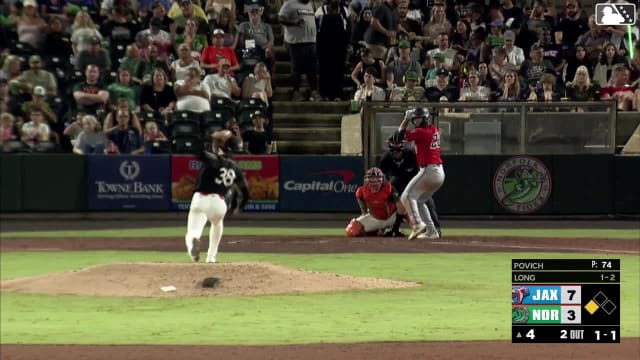 Jonathon Long singles on a line drive to center fielder Jud Fabian. Brendan Jones scores.