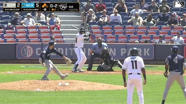Nolan Schubart singles on a sharp line drive to right fielder Luis Durango. Ryan Cesarini scores. Jaison Chourio to 3rd.