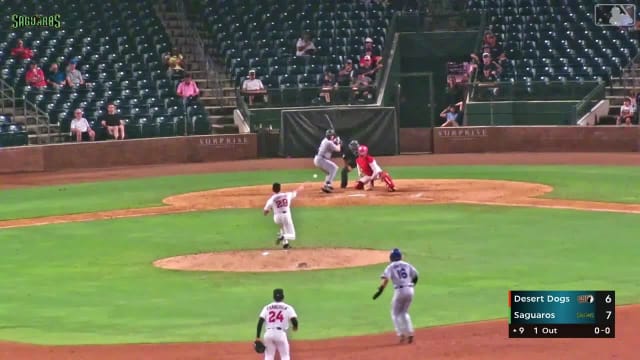 Colby Shelton singles on a line drive to center fielder Paxton Kling. Eduardo Quintero scores.