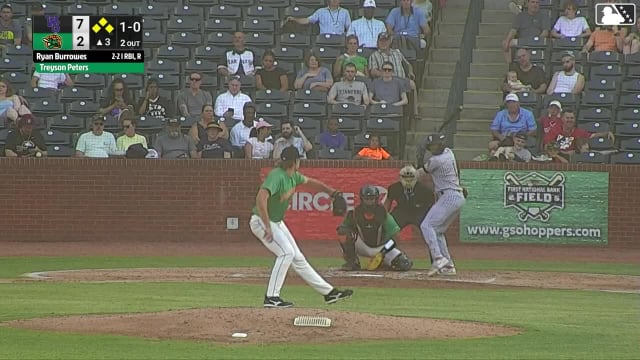 Ryan Burrowes singles on a soft ground ball to third baseman Murf Gray. Kyle Lodise scores. Caleb Bonemer to 3rd. Boston Smith to 2nd.