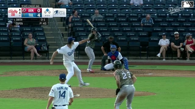 Boston Smith singles on a sharp line drive to center fielder Kole Myers. Hunter Fitz-Gerald scores. Boston Smith to 2nd.