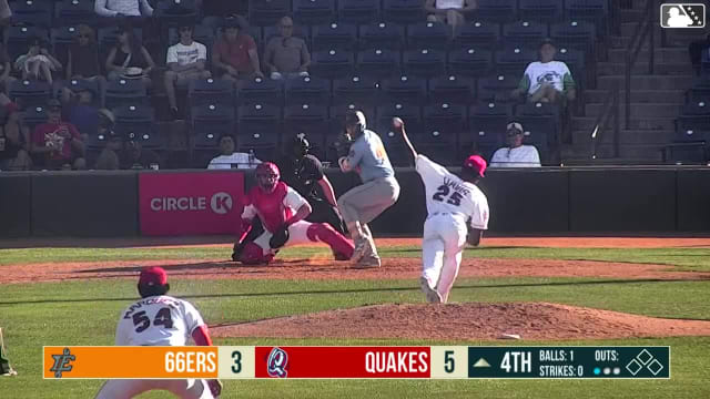 Korbyn Dickerson homers (9) on a fly ball to left center field. George Feliz scores.