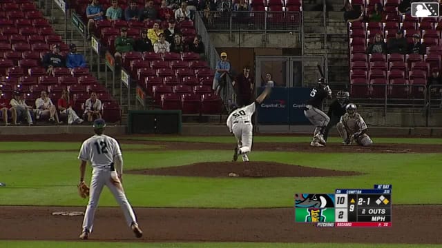 Brandon Compton homers (10) on a line drive to right center field. Dillon Head scores.