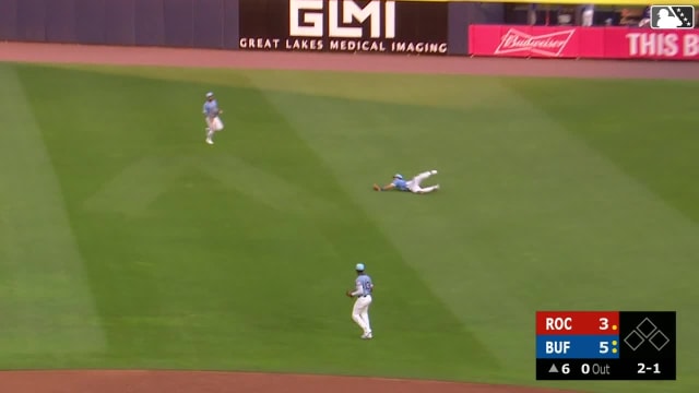 Loperfido lays out to make a diving catch