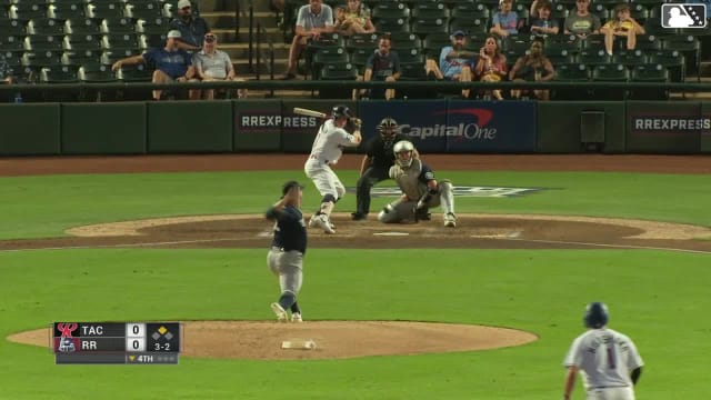 John Taylor doubles (13) on a ground ball to left fielder Miles Mastrobuoni. Kyle Higashioka scores.