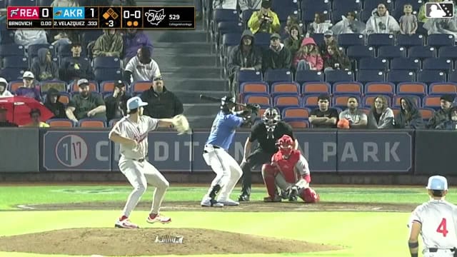 Ralphy Velazquez singles on a line drive to right fielder Raylin Heredia. Alex Mooney scores.