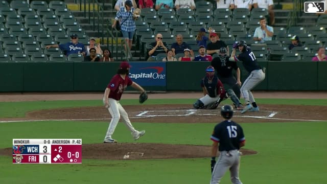 Brandon Winokur singles on a line drive to left fielder Keith Jones II. Jaime Ferrer scores. Marek Houston to 3rd.