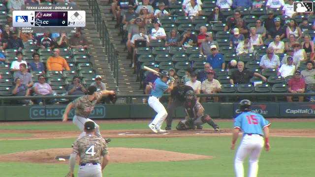 Lucas Spence homers (1) on a fly ball to left center field. Max Holy scores.