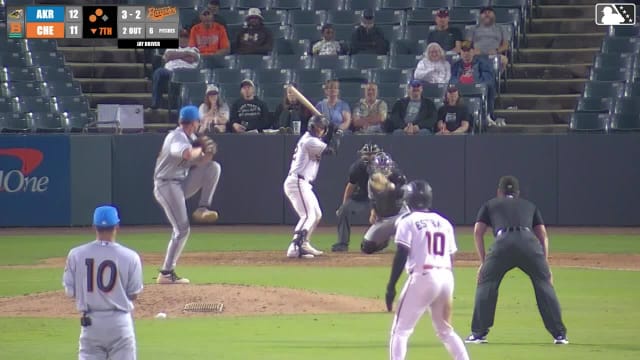 Ethan Anderson doubles (7) on a line drive to left fielder Wuilfredo Antunez. Carter Young scores. Aron Estrada scores.