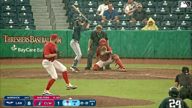 Jude Warwick singles on a line drive to center fielder Griffin Burkholder. Edian Espinal scores.