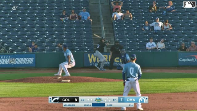 Ralphy Velazquez homers (2) on a fly ball to center field.