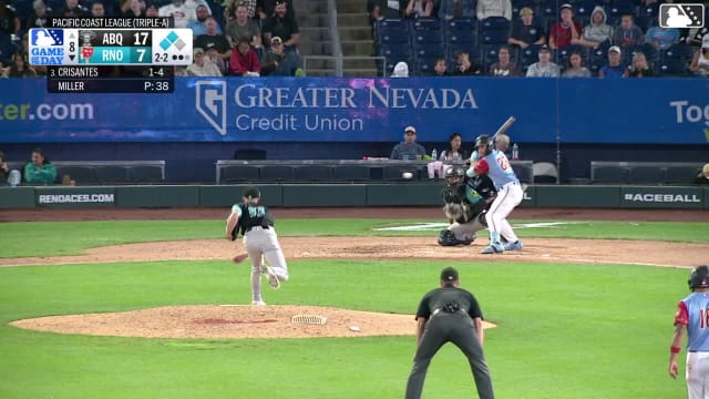 Demetrio Crisantes singles on a line drive to center fielder Drew Avans. Jesus Valdez scores. Santiago Espinal to 3rd.