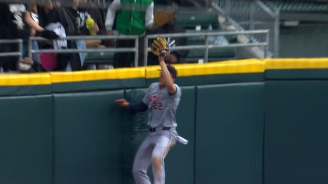 Parker Meadows makes a leaping grab