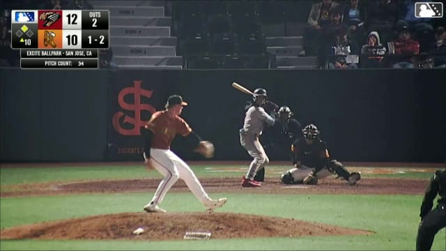 Roldy Brito singles on a ground ball to left fielder Damian Bravo. Cameron Nelson scores.