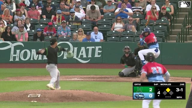 Emil Morales doubles (10) on a fly ball to right fielder Mason Neville. Logan Wagner scores.