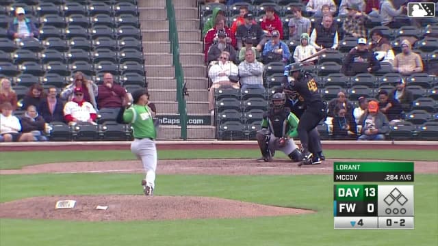 Alex McCoy homers (8) on a fly ball to center field.