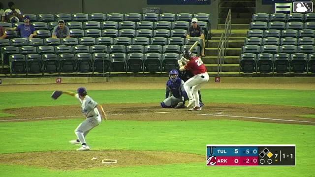 Jared Sundstrom homers (9) on a fly ball to left field. Josh Caron scores.