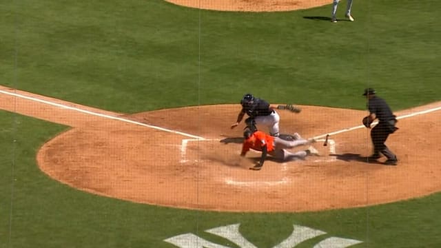 Coby Mayo scores on groundout