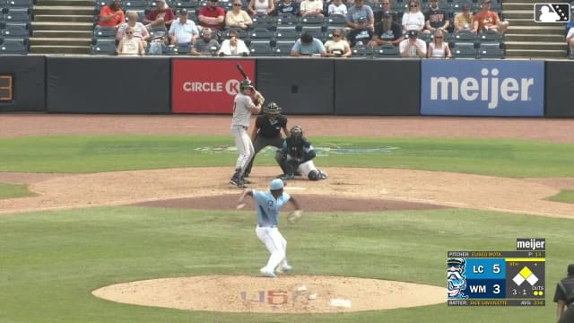 Jace LaViolette singles on a line drive to left fielder Andrew Sojka. Dean Curley scores.