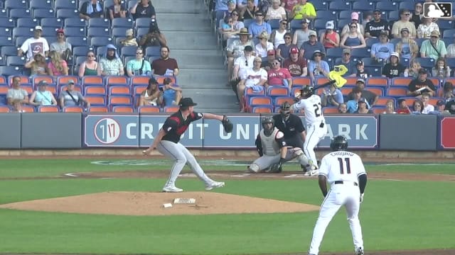 Alfonsin Rosario triples (2) on a sharp line drive to right fielder Justice Bigbie. Jaison Chourio scores.