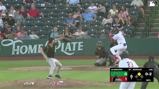 Emil Morales doubles (8) on a line drive to left fielder Jacob Friend. Logan Wagner scores.
