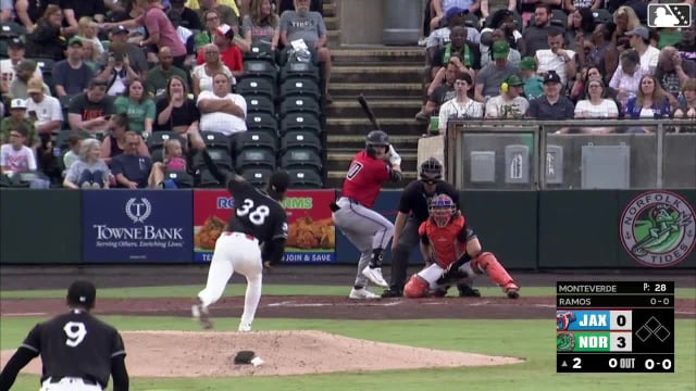 Brandon Compton homers (2) on a fly ball to center field.