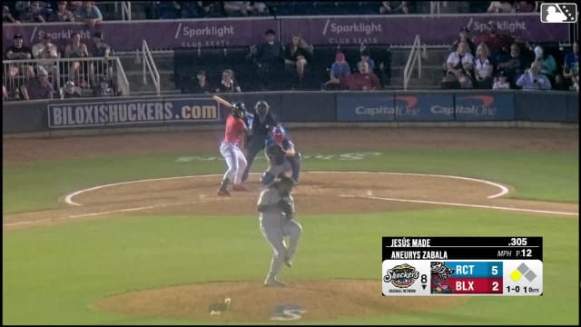 Jesús Made doubles (5) on a sharp line drive to left fielder Matthew Lugo. Dasan Brown scores.