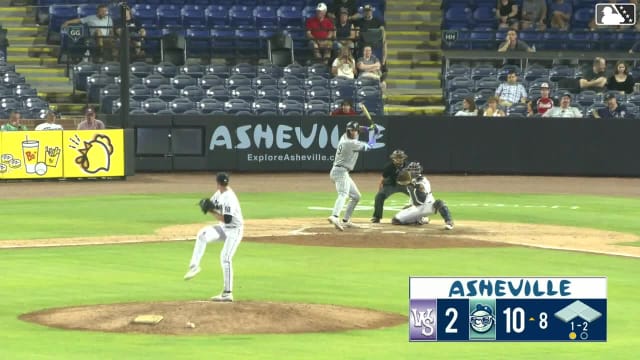 George Wolkow homers (13) on a fly ball to center field.