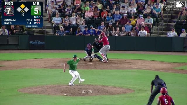 Coy James singles on a line drive to left fielder Derik Alcantara. Manuel Cabrera scores.
