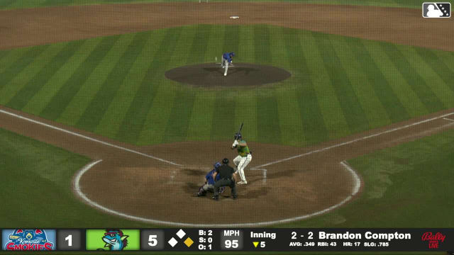 Brandon Compton homers (18) on a fly ball to left field.