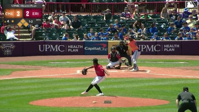 Aron Estrada doubles (7) on a sharp line drive to center fielder Seth Stephenson. Adam Retzbach scores. Tavian Josenberger scores.