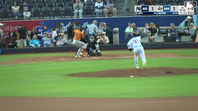 Leo De Vries homers (8) on a fly ball to right center field.